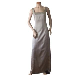 Vintage Vera Wang Elegant Satin Evening Gown Formal Dress Taupe Gray Womens 10
